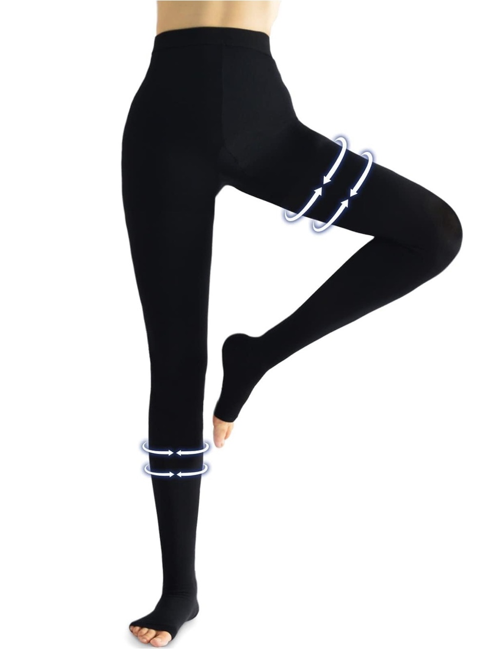 High-Waist Black Stirrup Compression Leggings for Women Medium